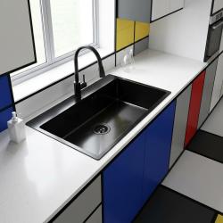 Pure.Sink Luxion PVD Grote Zwarte spoelbak 78x50 cm Tapwing met kraangatbank PLX7850T-63
